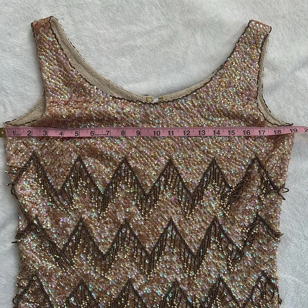 Vintage Womens Hand Beaded Wool Embellished Sleeveless Top M Glam Wearable Art - Picture 6 of 8
